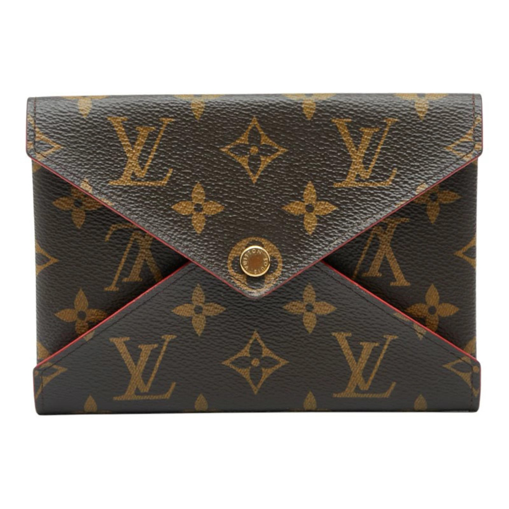 Louis Vuitton Monogram Pochette Kirigami Pouch Clutch Brown Red Leather